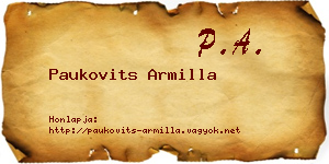Paukovits Armilla névjegykártya
